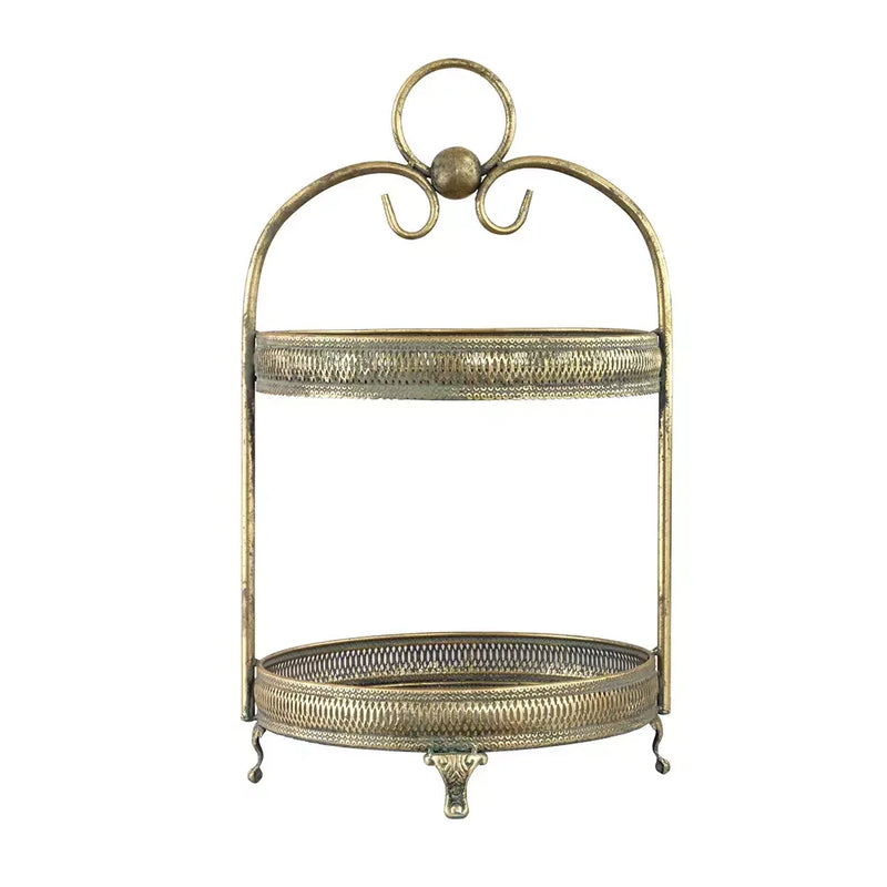 2 Tier Stand - Golden Ball 53cm Iron