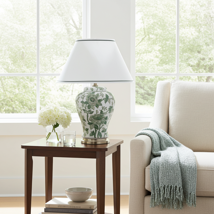 Table Lamp - Green Floral 69cm