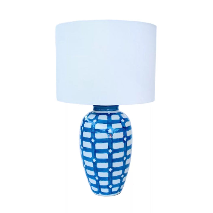 Table Lamp - Blue &amp; White Checkered