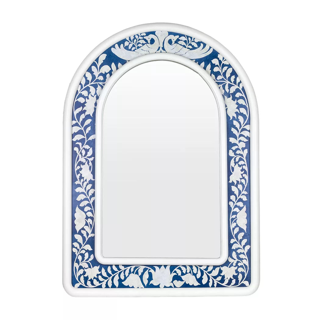 Wall Mirror - Blue &amp; White Wooden Arch