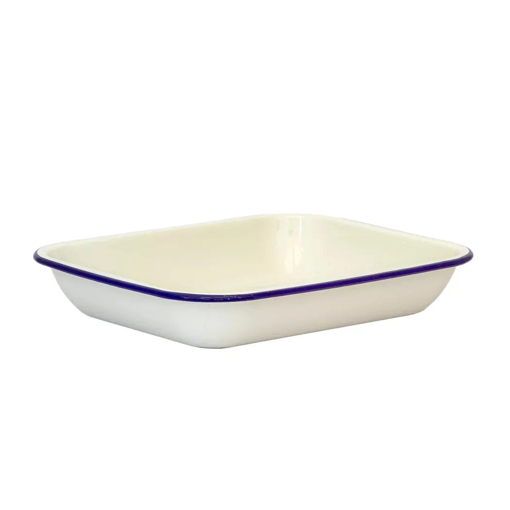 Baking Pan - Cream &amp; Blue 29 x 23.5 - Enamel