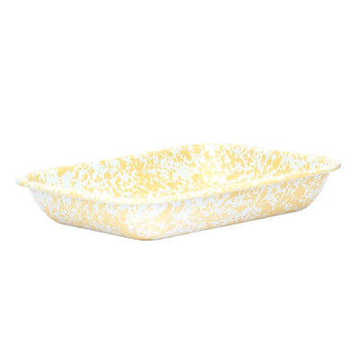 Baking Pan - Enamel 29.5cm Various Speckled - White & Yellow