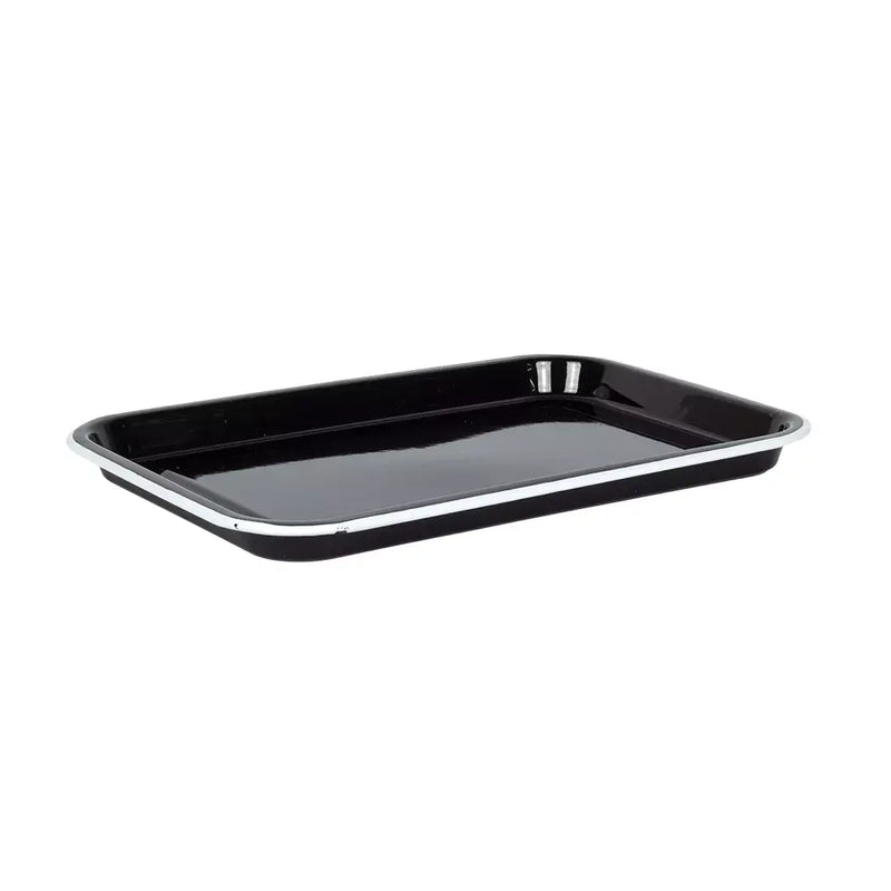 Baking Tray - Enamel Black White Rim 33.5cm - Enamel