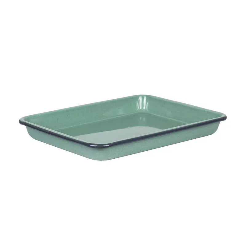 Baking Tray - Enamel Teal Grey Rim 28cm - Enamel