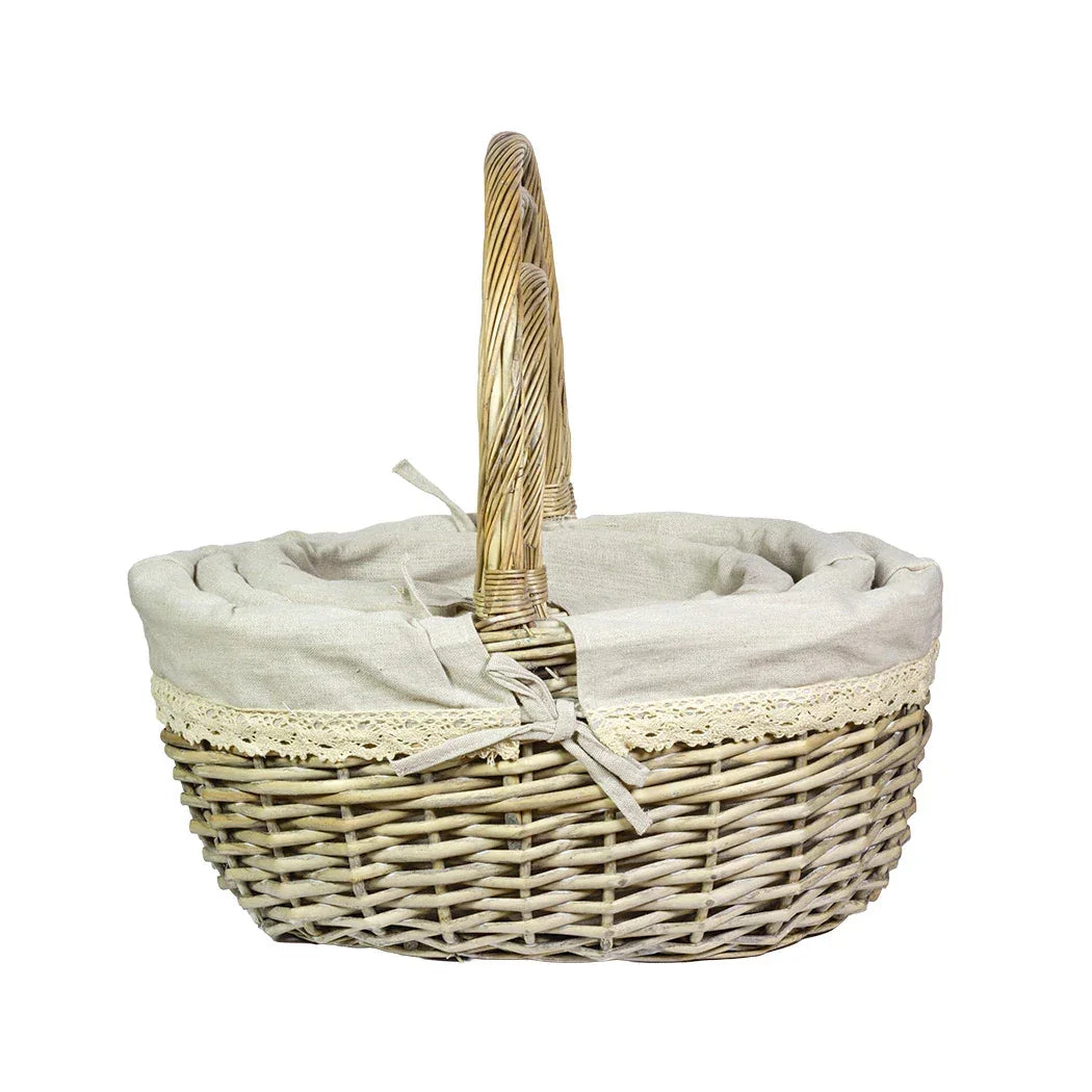 Basket Set of 3 - Woven Oval - Fabric