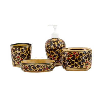 Bathroom Set - Ceramic Floral Brown - Ceramic