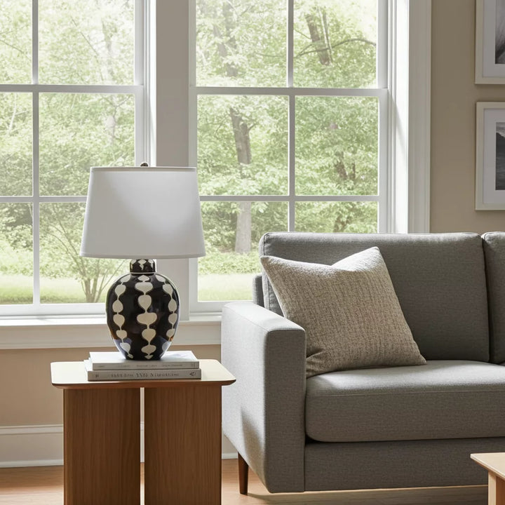 Table Lamp - Back &amp; White Abstract