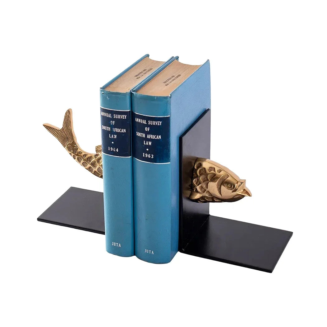 Bookends - Black & Brass Fish - Pewter