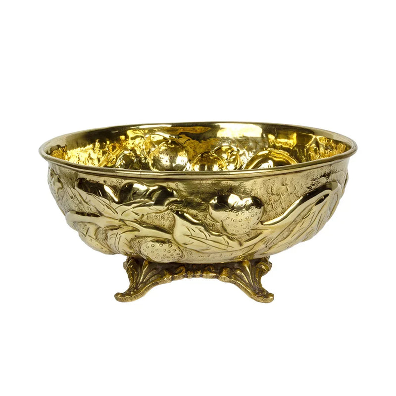 Bowl - Brass Botanical on Feet - Metal