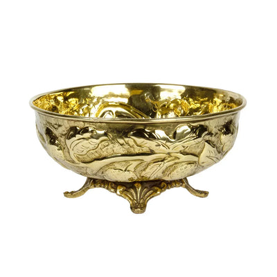Bowl - Brass Botanical on Feet - Metal