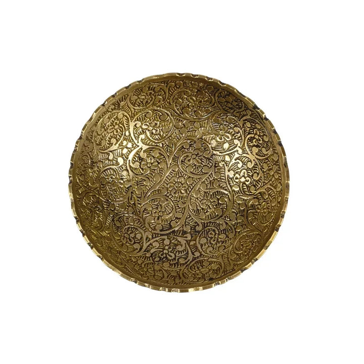 Bowl - Brass Elevated Floral Scalloped Petite - Pewter