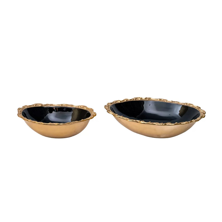 Bowl - Brass Enameled Black Medium Oval