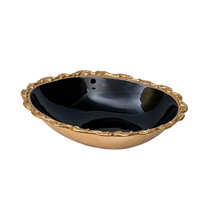 Bowl - Brass Enameled Black Medium Oval