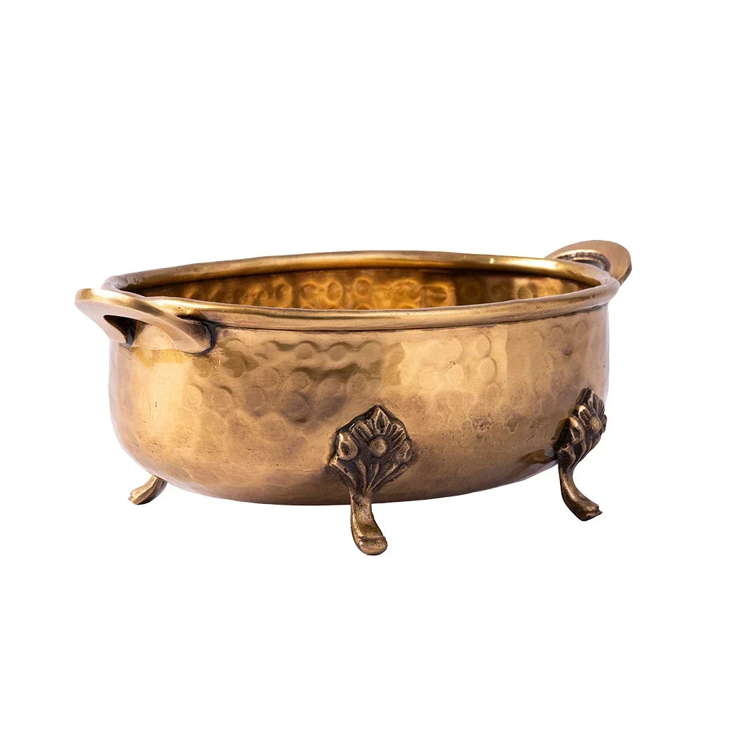 Bowl - Brass Handled on Feet - Pewter