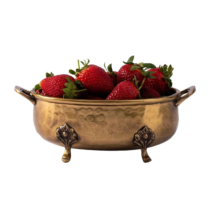 Bowl - Brass Handled on Feet - Pewter