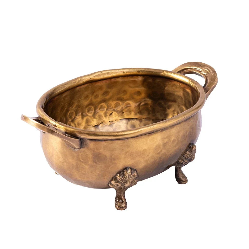 Bowl - Brass Handled on Feet Small - Pewter