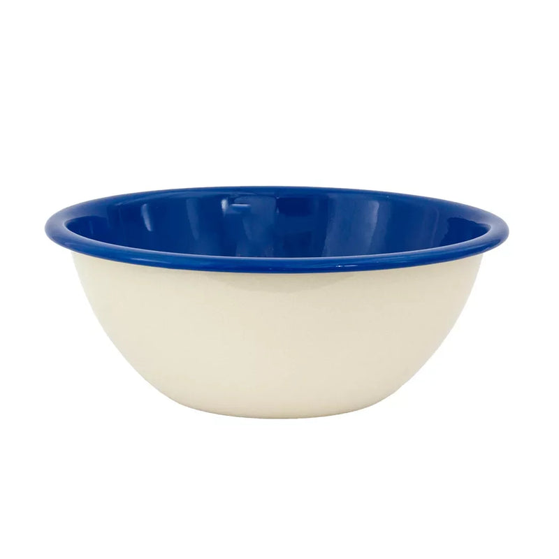 Bowl - Enamel Cream & Blue 22cm - Enamel