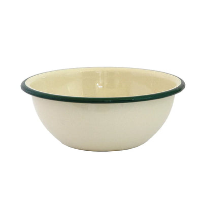 Bowl - Enamel Cream & Green 16cm - Enamel