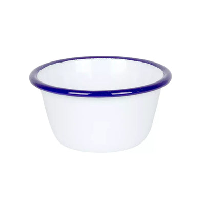 Bowl - Enamel White Blue Rim 11.5cm - Enamel