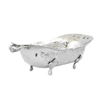 Bowl - Floral Silver Handled - Pewter