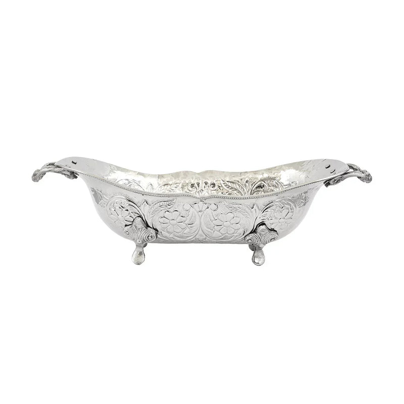 Bowl - Floral Silver Handled - Pewter