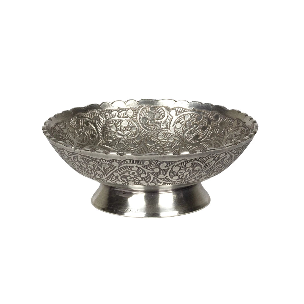 Bowl - Silver Elevated Floral Scalloped Petite