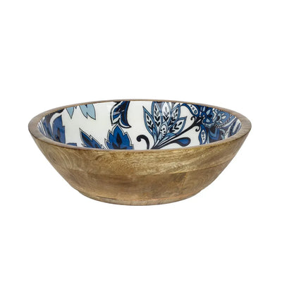 Bowl - Wood Blue Floral - Wood