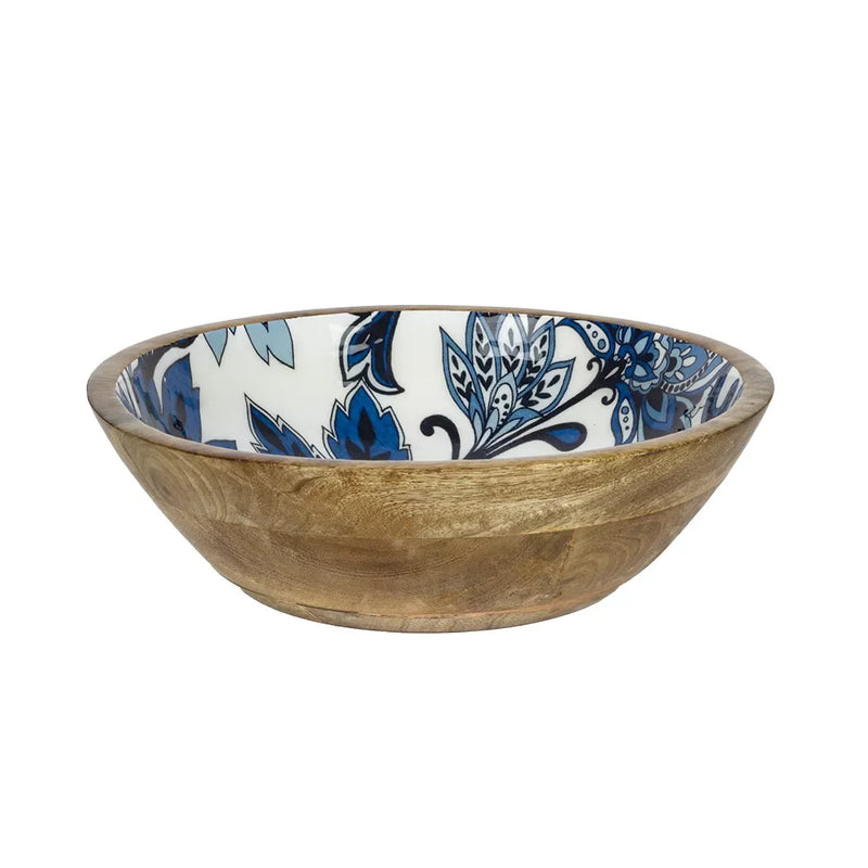 Bowl - Wood Blue Floral - Wood