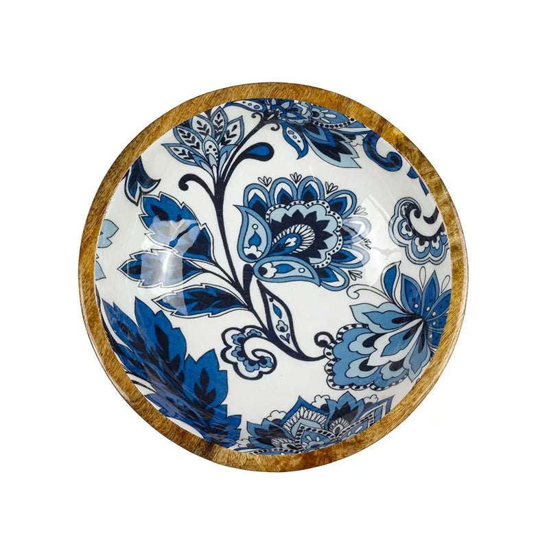 Bowl - Wood Blue Floral - Wood