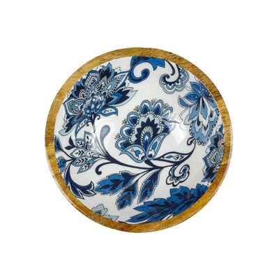 Bowl - Wood Blue Floral Small - Wood