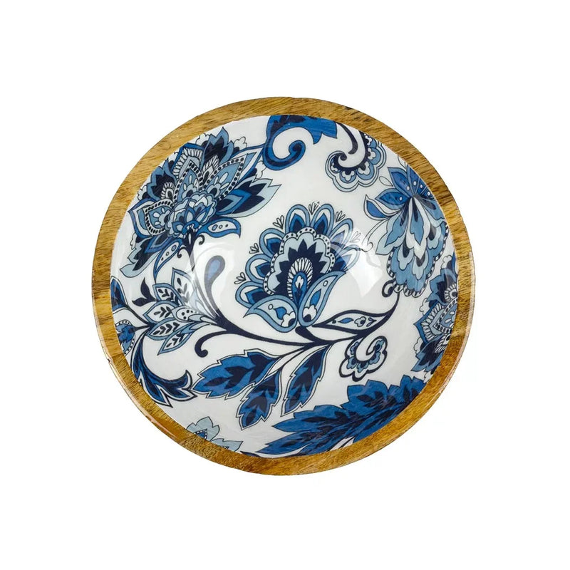 Bowl - Wood Blue Floral Small - Wood