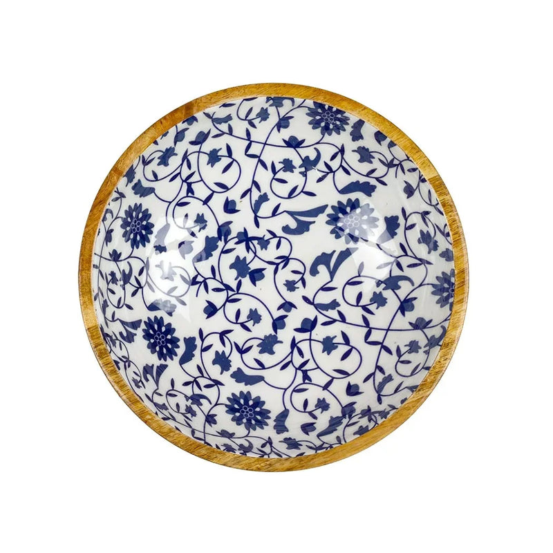 Bowl - Wood Blue Vines - Wood