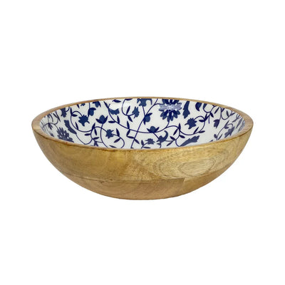 Bowl - Wood Blue Vines - Wood