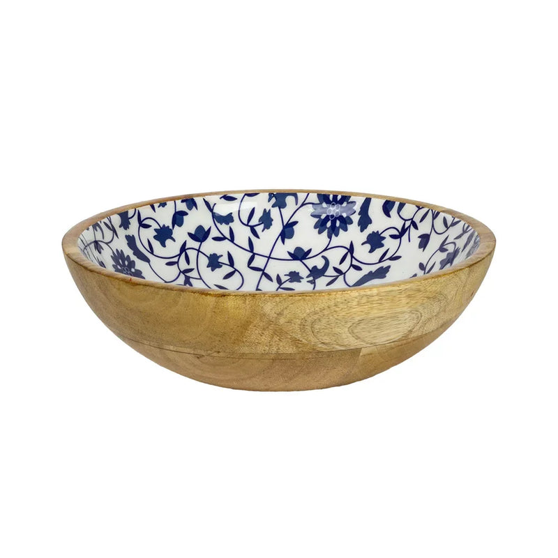 Bowl - Wood Blue Vines - Wood