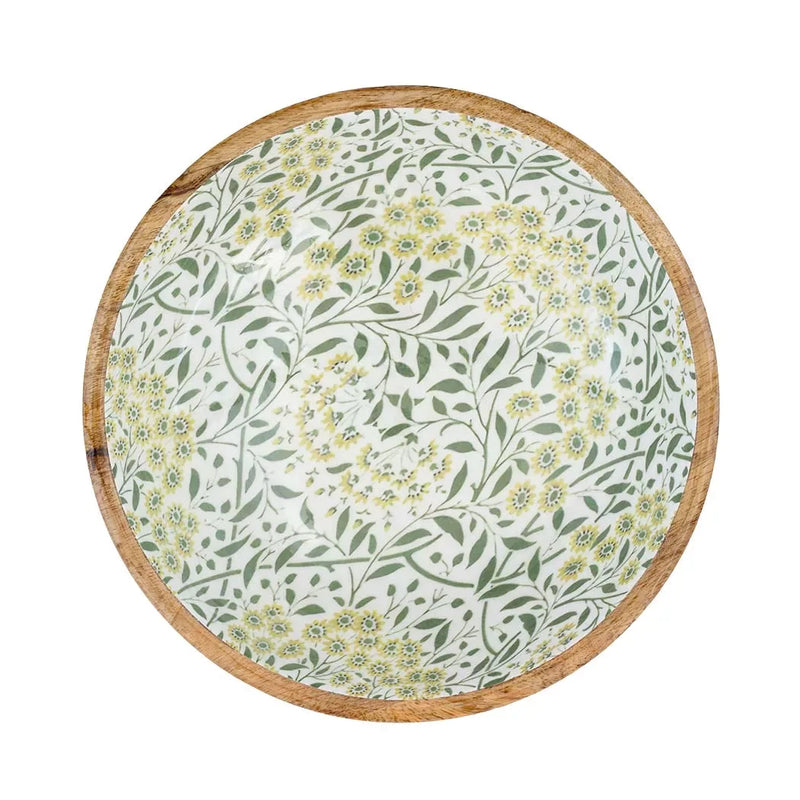 Bowl - Wood Flowers Green & Blue - Ceramic