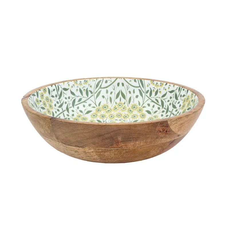 Bowl - Wood Flowers Green & Blue - Ceramic