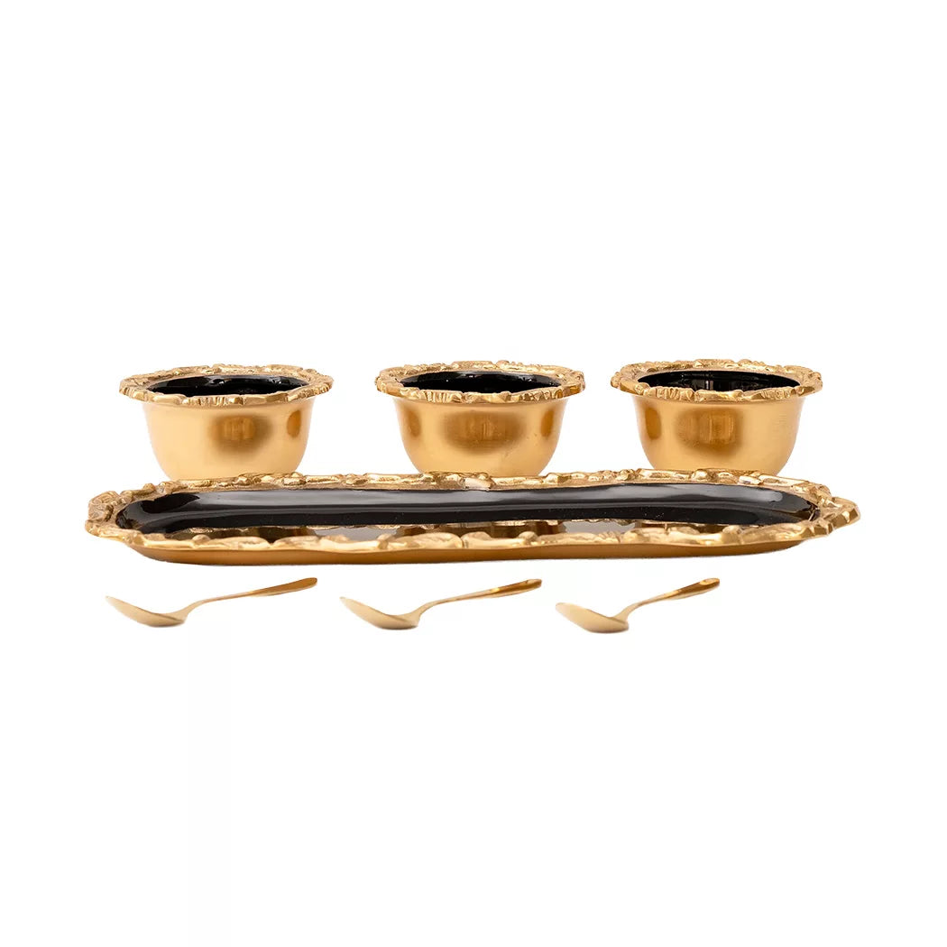 Tray &amp; Bowl Set - Brass &amp; Black