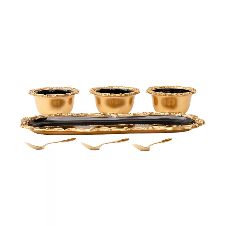 Tray &amp; Bowl Set - Brass &amp; Black