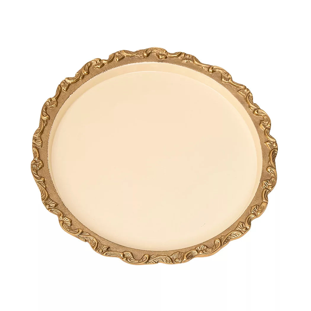 Tray - Brass &amp; Enamel Cream 45cm