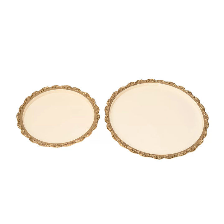 Tray - Brass &amp; Enamel Cream 45cm