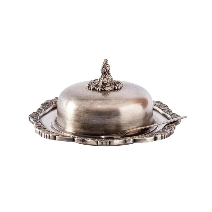 Butter Dish - Round French Silver - Pewter