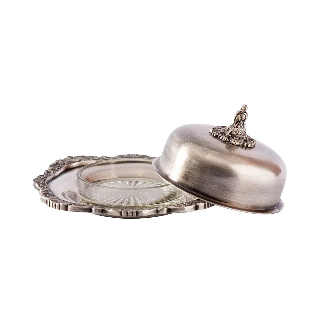 Butter Dish - Round French Silver - Pewter