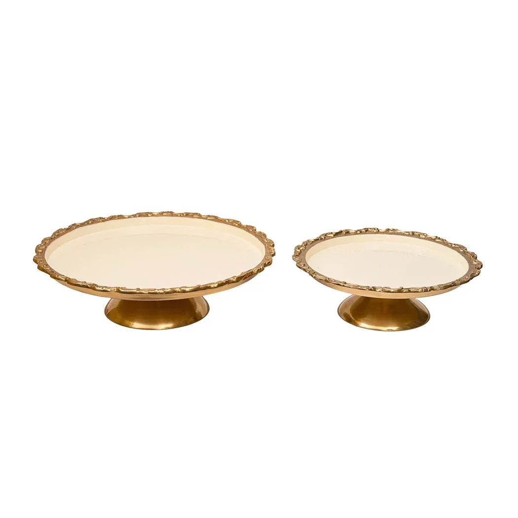Cake Stand - Brass & Enamel Cream 35cm - Pewter