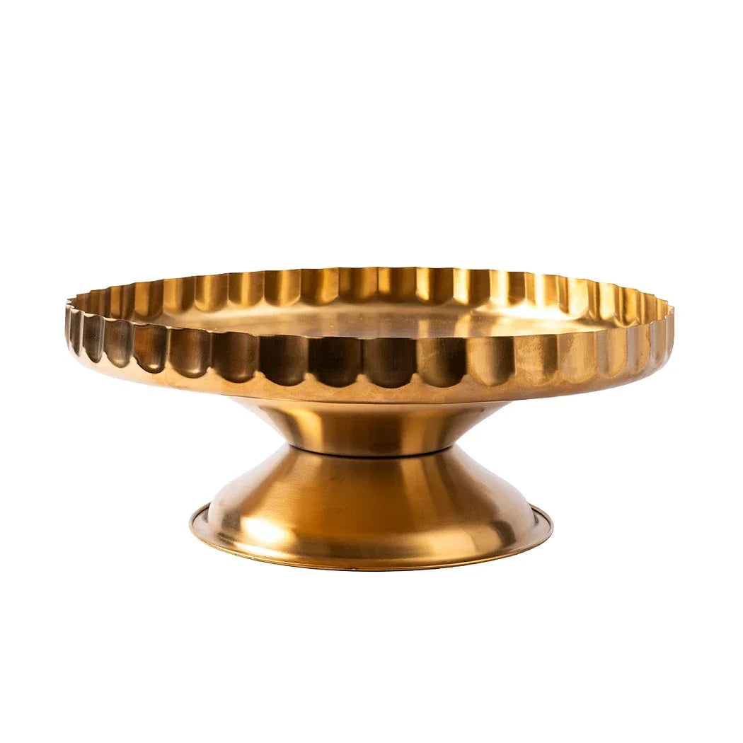 Cake Stand - Brass Ruffled - Pewter