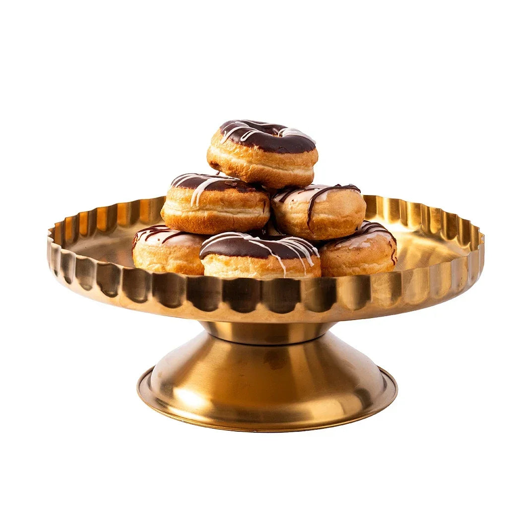 Cake Stand - Brass Ruffled - Pewter