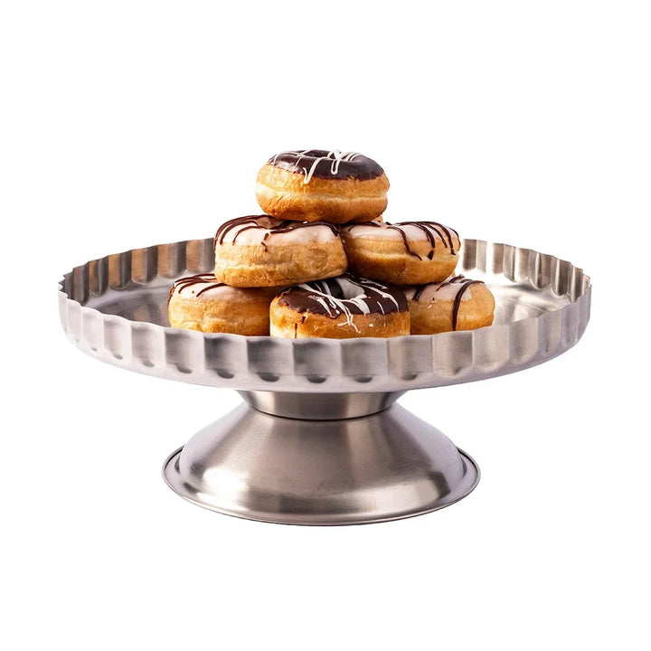 Cake Stand - Silver Ruffled - Pewter