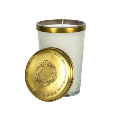 Candle - Bronze Cut Glass Jar 13cm - Pewter