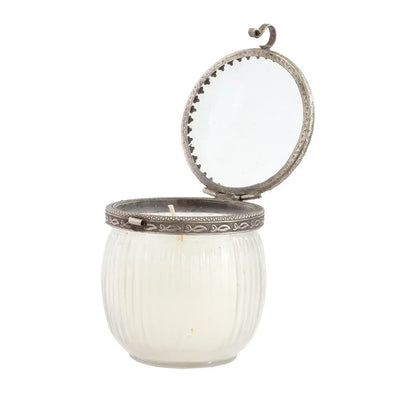 Candle - Glass Jar Silver Lid - Pewter