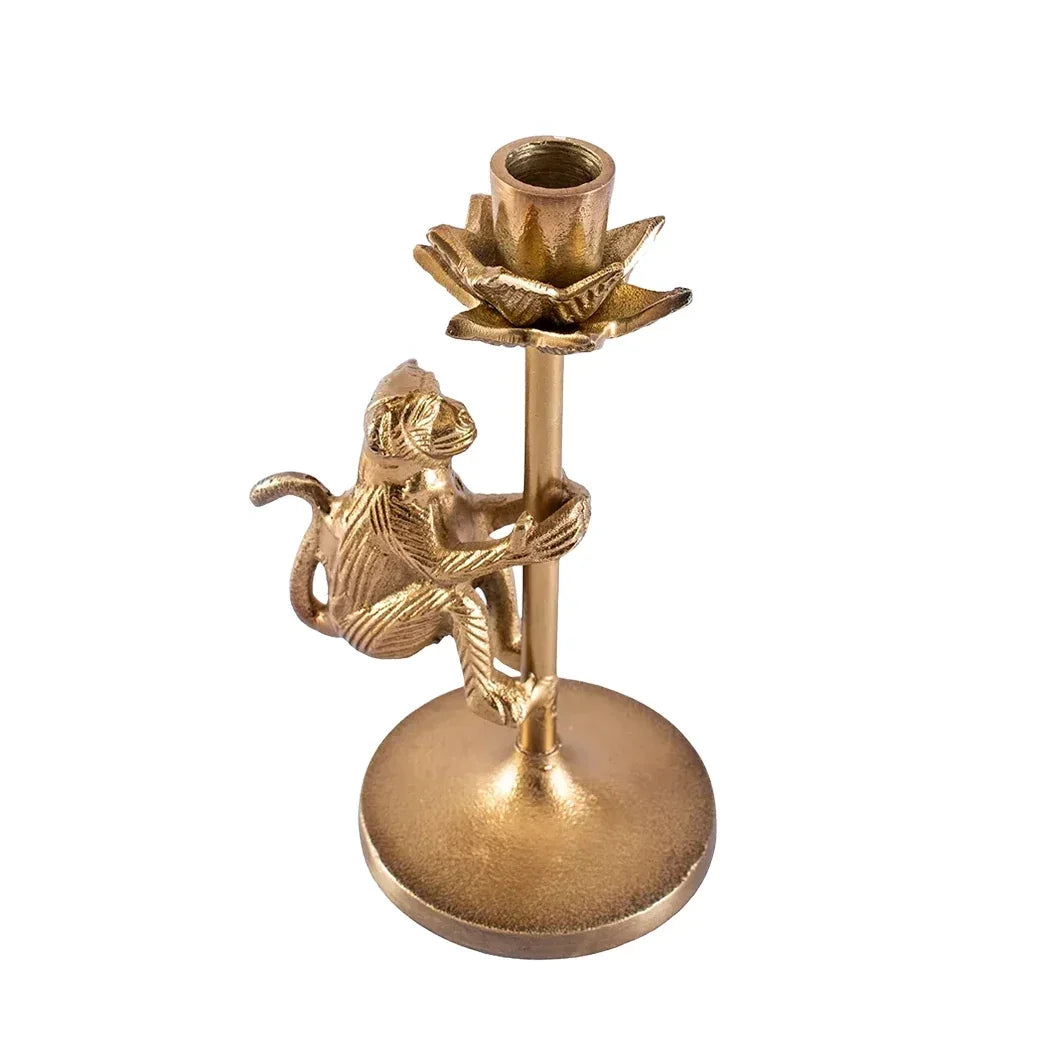 Candle Holder - Brass Climbing Monkey - Pewter
