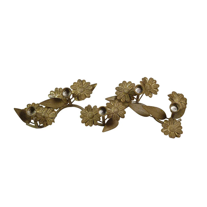 Candle Holder - Floral Metal - Pewter